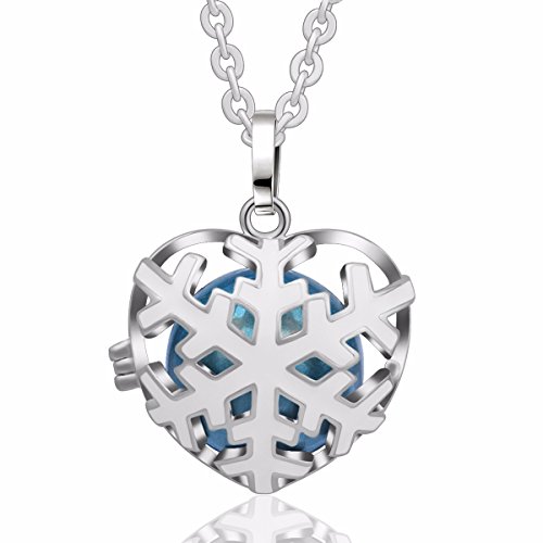 Eudora Harmony Bola Snow Flower 20mm Angel Caller Chime Prayer Bell Pendnat Necklace 30''Dodger Blue
