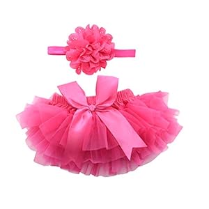 BESTOYARD Baby Rock Tutu kleding met bloemen hoofdband meisjes pasgeboren kostuum fotografie rekwisieten (roze)