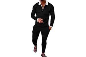 KUBSID Men's Polo Sweatsuit Sets Long Sleeve 2 Piece Outfit Fashion Jogging TrackSuit Comfy Casual Set for Men