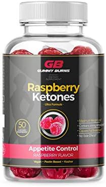 Gummy Burns – Natural Raspberry Ketones - Gluten-Free Vegan Gummies - Fat Burner and Weight Loss Supplement for Women and Men – Soy Free Appetite Suppressant - Manage Cravings – 50 Count by Aura