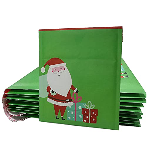 Orgrimmar 10 PCS Poly Bubble Mailers 8.3x9.3 Inch Christmas Envelopes Shipping Bags with Self Seal Adhesive, Waterproof and Tear-Proof Postal Bags-Santa Claus