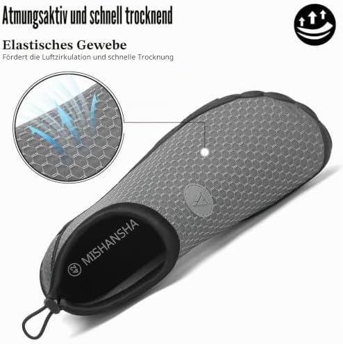 Herren Damen Badeschuhe Atmungsaktiv Schnell Trocknend Aquaschuhe Unisex Sommer Wasserschuhe für Outdoor Sports, Grau 42 EU