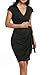 Women's Classic Cap Sleeve V-Neck Draped Tie-Belt Cocktail Wrap Dress Black XX-Large