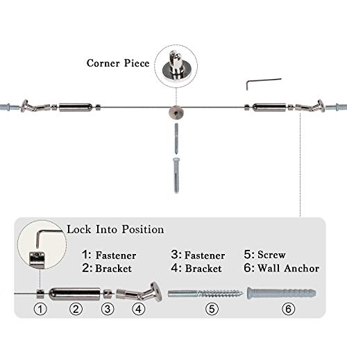 Curtain Drape Wire Rod Set with 24 Clips Multipurpose Set Hang Photos