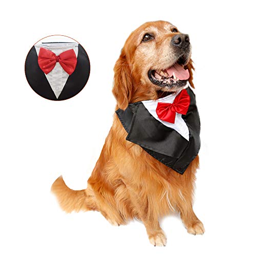 DogLemi Dogs Tuxedo Neckwear Scarf Wedding Halloween Tuxedo Bowtie, Pet Bandana Dress-up Costumes Cosplay Accessories