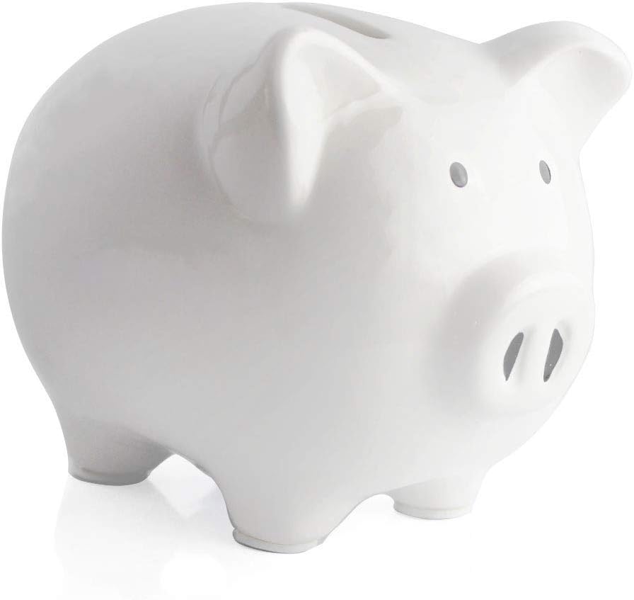 Piggy Bank,Child to Cherish Ceramic Pig Money Piggy Banks for Boys Girls Kids (White, M)