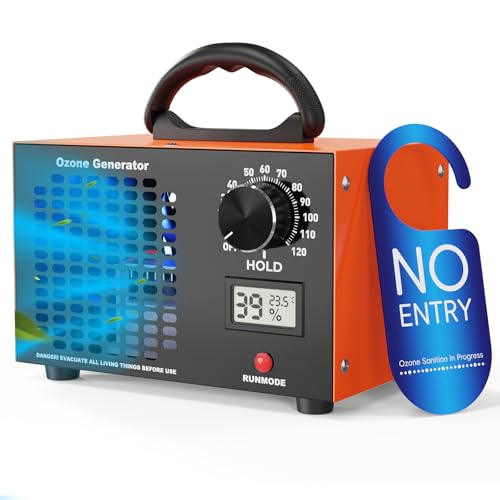Fitabok Ozone Generator 160000 mg/h – 2 in 1 Air Purifier Ozone, LED Display Temperature and Humidity, Timer 120 min, Coverage 300 m², for Home Car Hotel Kitchen Basement Pets