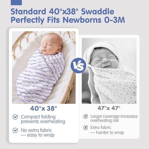 hahaland 100% Natural Bamboo Muslin Baby Blanket Set with 1 Piece 120 x 120 cm and 2 Pieces 100 x 95 cm – Soft and Absorbent Swaddle for Babies