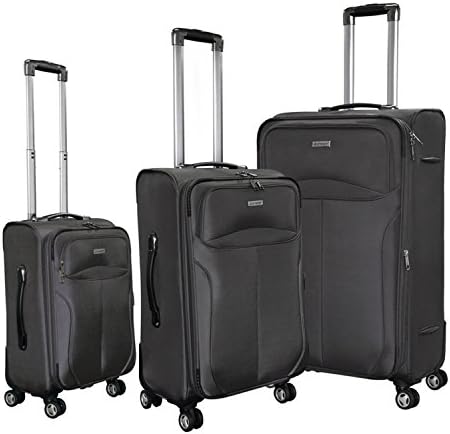 Magari Luggage 3-Piece Sets Expandable Lightweight 4 wheels Spinner Trolley Suitcase (Grey)