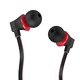 Earbuds Microphone, Vogek Bass in-Ear Headphones Earphones S/M/L Earbuds Built-in Mic, Phone Control Apple iPhone, Samsung, Android Phone More (Red-Gray)