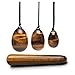 JOVIVI Yoni Eggs - 4pcs Set/ 3 Sizes Gemstones and 1 Massage Stick,Drilled, with Unwaxed String,Made of Natural Tiger Eye Jade for Yoni PC Muscles Massage
