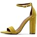 Ollio Womens Shoe Faux Suede Simple Ankle Strap Chunky High Heel Sandals MG33 (7.5 B(M) US, Yellow)