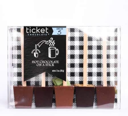 Ticket Chocolate - Gourmet Hot Chocolate on a Stick - 5 Flavor Variety Pack Couverture Chocolate