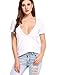 Fanala Women Sexy Deep V Neck Low Cut Short Sleeve Summer Casual Tee