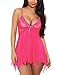 Ababoon Women Lingerie Lace Babydoll V neck Asymmetrical Sleepwear Strap Chemise