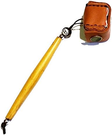 Pocketchalker Pool Chalk holder with cover - leather holder on a wood stick (Cognac)