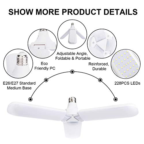 LED Garage Lights 4500LM LED Basement Lights 45W Led Shop Lights Deformable Led Garage Ceiling Lighting Daylight LED Light Bulbs Adjustable for Garage, Workshop, Workbench, Barn, Warehouse, 2 Pack