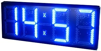 AZOOU Large 12" 4 Digits LED Clock Support Countdown/up Timer in Minutes Seconds IR Remote Control Blue Color