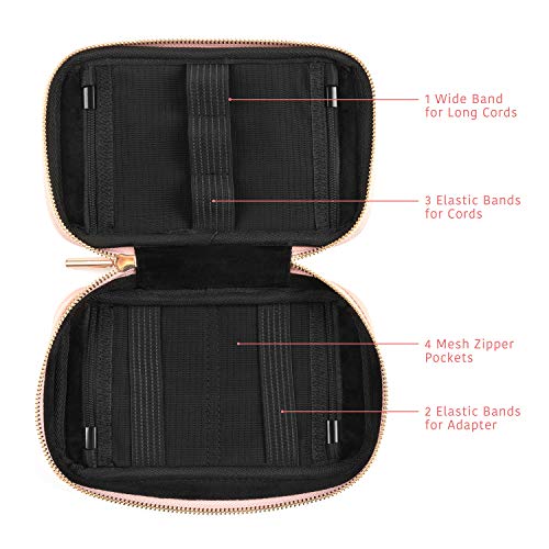 Comfyable Power Cord Holder Bag, Electronics Travel Organizer Case, Charger Cord Organizer, Electrical Cord Storage, Cable Wire Pouch (Pink)