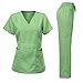 Medical Uniform Women's Scrubs Set Stretch Contrast pocket APPLE GREEN M