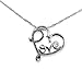 Crystal Accent Word Love Inside Open Heart Pendant Silver Necklace Jewelry for Anniversary