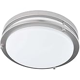 Good Earth Lighting Jordan 11-inch LED Flush Mount – Satin Nickel, Dimmable, 1100 Lumen, 3000K, 50,000 Hour Rated Lamp Life