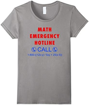 Women's Math Emergency Hotline Funny Math Geek T-Shirt XL Slate