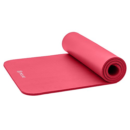Incline Fit Extra Thick Exercise Mat w/Carrying Strap - Non Slip & Comfortable Workout Mat for Yoga, Pilates, Stretching, Meditation, Floor & Fitness Exercises, Dragon Fruit