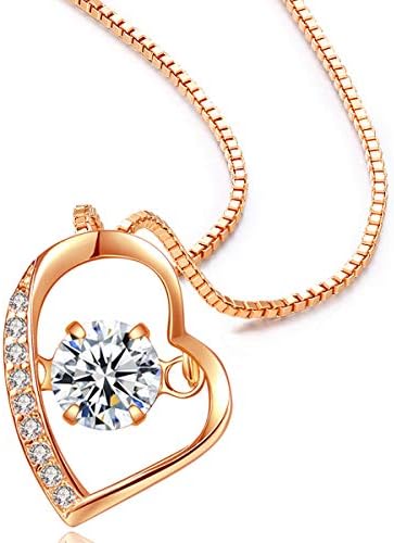 Swarovski Women’s Necklace, Popular, Asymmetrical Open Heart Motif Necklace, Pendant, 925 Sterling Silver, Zirconia, Hypoallergenic Metal, Accessory, Birthday Gift, Women’s Jewelry, Gift Box Included, Silver, pink gold-2