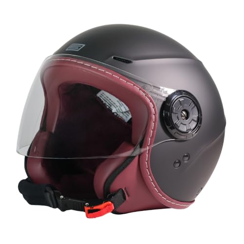 ORIGINE ECE 22.06 Approved Jet Motorcycle Helmet, Lightweight and Compact Urban Scooter Helmet with Long Transparent Visor