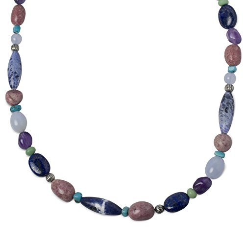 Sterling Silver Multi Gemstone Magnetic Necklace