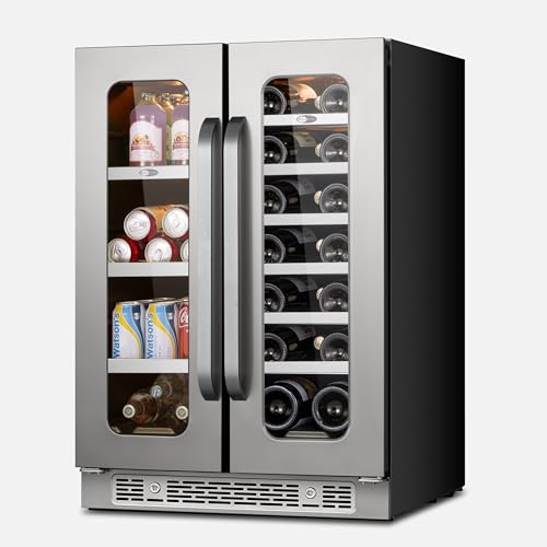 Whynter BSR-6020FDS 24 inch Built-ln Wine Fridge 20 Bottles & 60 Cans Undercounter Stainless Steel Wine Refrigerator with Digital Control, Lock, and Carbon Filter