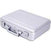 Urecimy Metal Combination TSA Lock Briefcase Aluminum Brief Case Metal Toolbox Cash Case 15.6 Inch Notebook Briefcase with Removable Foam (Silver 18.1X13.8X4.5 Inch)