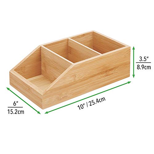 MDesign Bamboo Wood Food Storage Bin With Divided 3 Compartments And