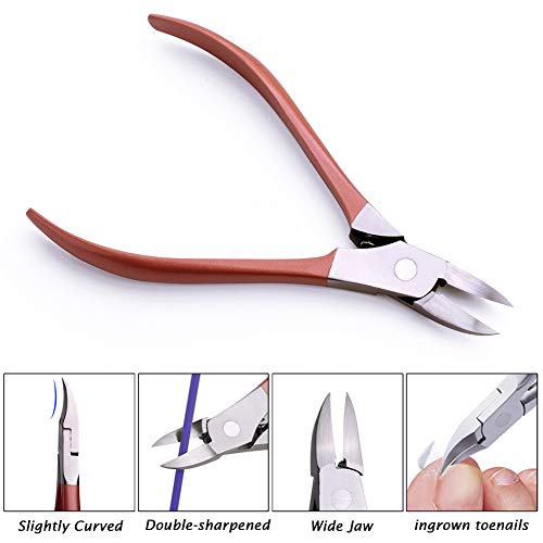 FAMILIFE L10 Cuticle Pusher Nipper Kit Professional Manicure Pedicure Tools Dead Skin Fork Stainless Steel Ingrown Toenail File Cuticle Trimmer 4Pcs Clippers Set Cuticle Remover