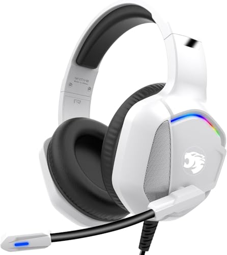 IMYB Gaming-Headset mit Mikrofon für PC, Xbox One Serie X/s, PS4, PS5, Stereo, kabelgebunden, Geräuschunterdrückung, Over-Ear-Kopfhörer mit Mikrofon,