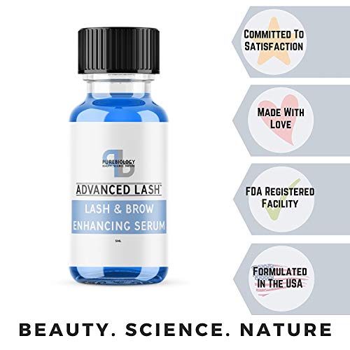 Pure Biology Eyelash Growth Serum & Eyebrow Enhancer - Biotin, Green Tea, Panax Ginseng, Natural DHT Blockers & Breakthrough Hair Growth Stimulating Complex - Men & Women - Applicators Incl.