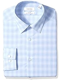 Calvin Klein Camisas de vestir para hombre, sin planchar, ajuste delgado, elástico