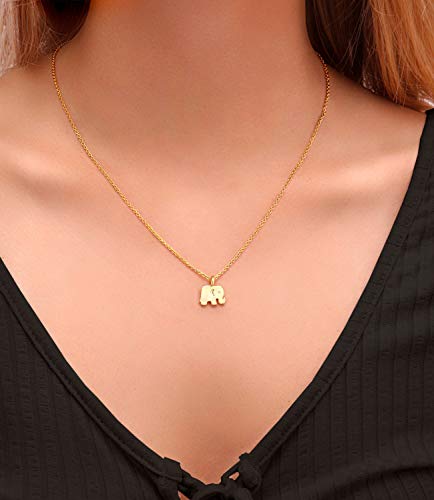 Zealmer Good Luck Elephant Gold Dipped Thin Chain Message Card Wish Necklace for Women