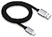 Just Mobile AluCable Flat with 2.4A High Speed Aluminum Lightning Connector for iPhones, iPads, and iPods, Black/Silver (DC-268GY)