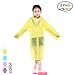 Walsilk 2Pack Emergency Rain Ponchos for Kids,Waterproof Child Raincoats with Hood and Sleeves,Portable & Lightweight (2Yellow)
