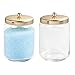 mDesign Glass Bathroom Vanity Storage Organizer Apothecary Canister Jar for Cotton Swabs, Cotton Rounds, Cotton Balls, Makeup Sponges, Bath Salts - 2 Pack - Clear/Gold Brass