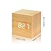 Powstro Clock Modern Wooden Cube Design Digital LED Desk Alarm Clock Voice Control Thermometer Timer Calendar