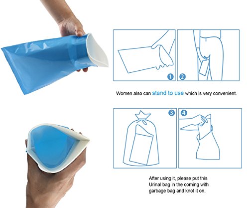 kecho Disposable Urine Bags Camping Pee Bags for Travel Urinal Mini Toilet Super Absorbent Traffic Jam for Men Children Pregnant Woman, 8 Pcs Urine Bags and 5 Pcs Female Portable Urination Device