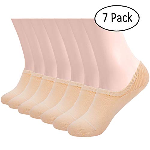 Women No Show Socks 7 Pack Invisible Non Slip Casual Low Cut Boat Flat Liner Short Cotton Socks