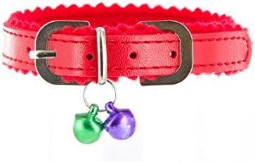Wilshire Dog or Cat Collar with Bell by Kakadu Pet, X-Small, 3/8" x 12", Red