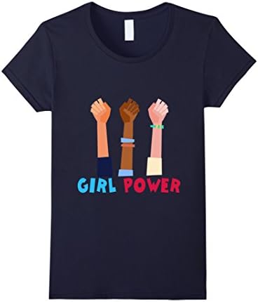 Womens Girl Power Great Feminist T-Shirt Medium Navy