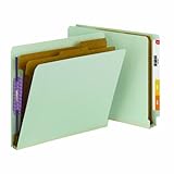 Smead End Tab Classification File Folders with SafeSHIELD Fasteners, Letter Size, Straight Cut, 2 Dividers, Gray/Green, 10 Per Box (26810)