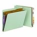 Smead End Tab Classification File Folders with SafeSHIELD Fasteners, Letter Size, Straight Cut, 2 Dividers, Gray/Green, 10 Per Box (26810)