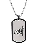 Stainless Steel Allah Dog Pendant Necklace,Arabic Islamic Muslim Religious Jewelry